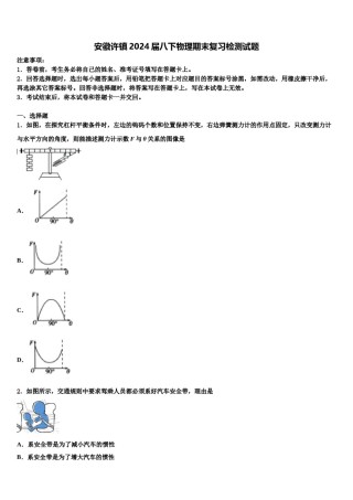 安徽许镇2024届八下物理期末复习检测试题含解析.doc