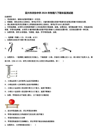 宜兴市洑东中学2024年物理八下期末监测试题含解析.doc