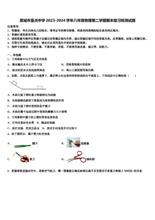 宣城市重点中学2023-2024学年八年级物理第二学期期末复习检测试题含解析.doc