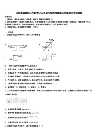 山东单县北城三中联考2024届八年级物理第二学期期末考试试题含解析.doc