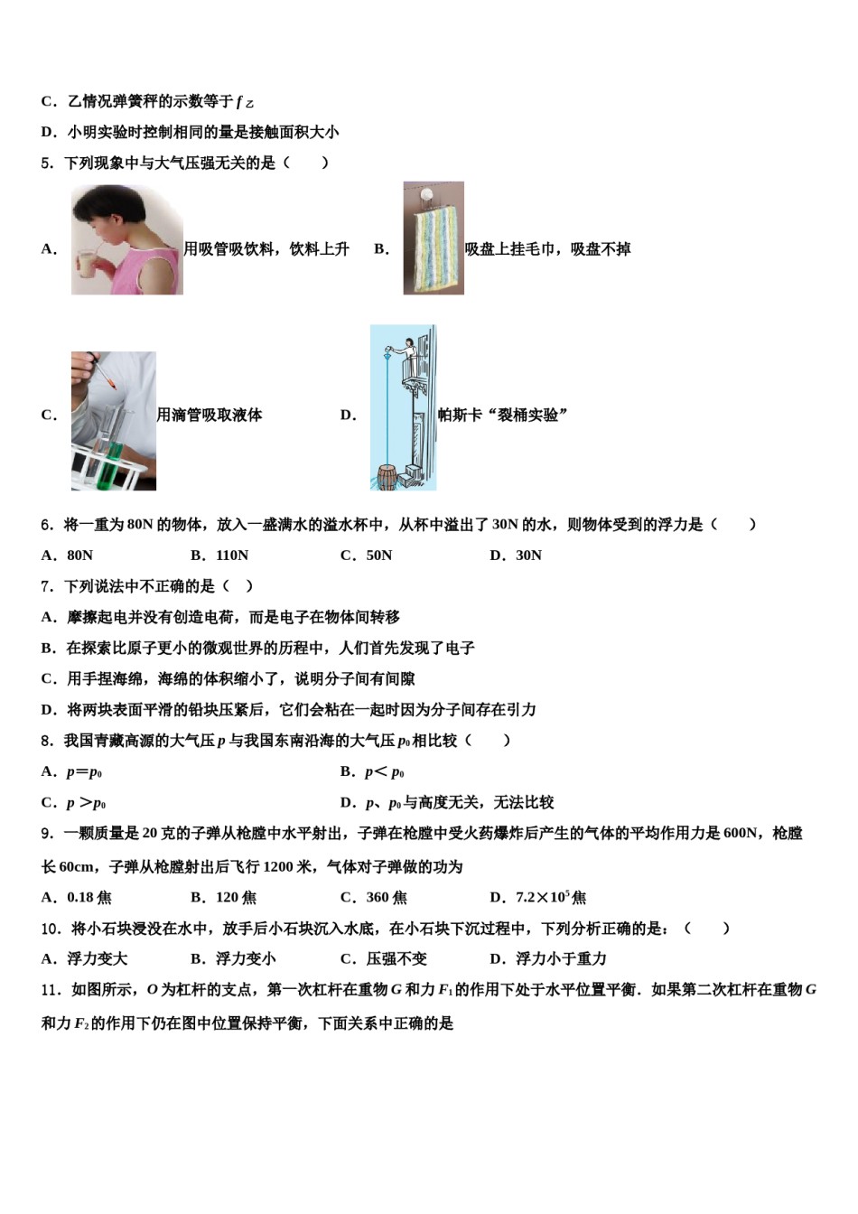 山东省临清市2024年八下物理期末考试模拟试题含解析.doc_第2页