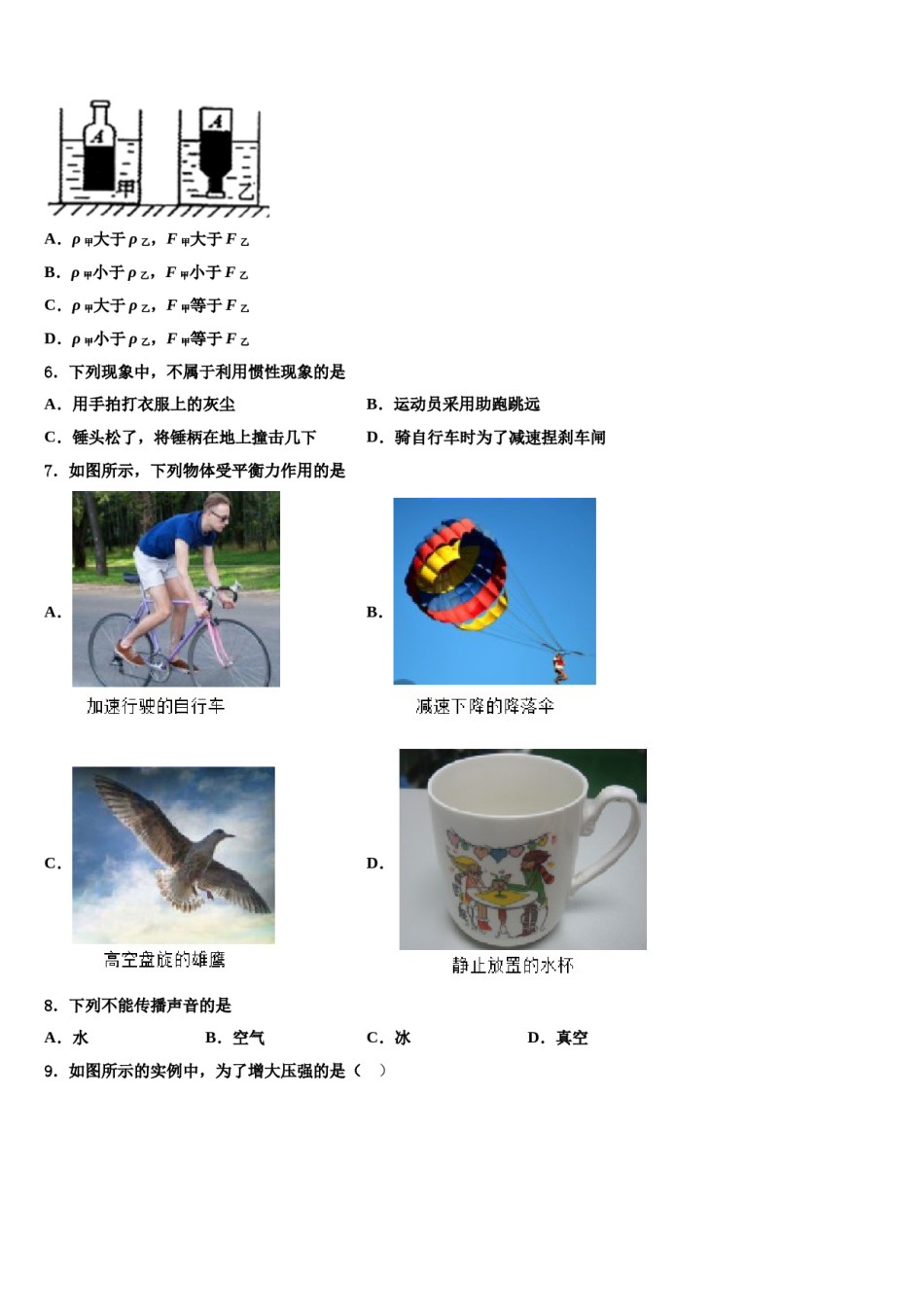 山东省乐陵市实验中学2024年八下物理期末学业水平测试模拟试题含解析.doc_第2页