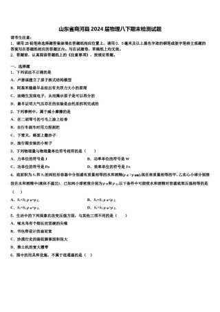 山东省商河县2024届物理八下期末检测试题含解析.doc