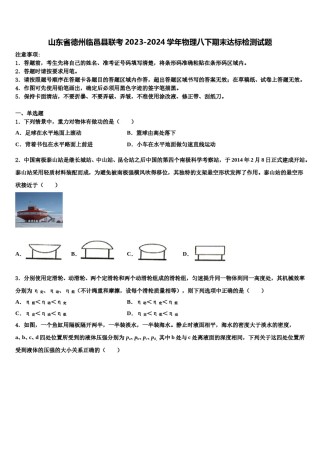 山东省德州临邑县联考2023-2024学年物理八下期末达标检测试题含解析.doc