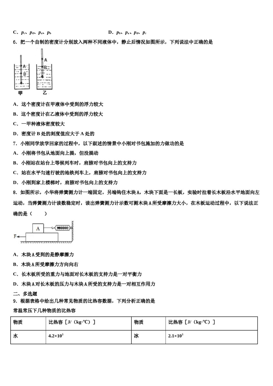 山东省曲阜市2023-2024学年八下物理期末复习检测试题含解析.doc_第2页