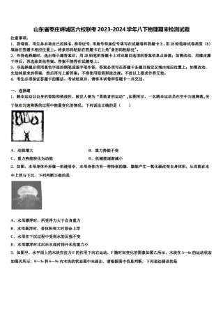 山东省枣庄峄城区六校联考2023-2024学年八下物理期末检测试题含解析.doc