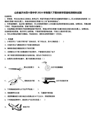 山东省沂水四十里中学2024年物理八下期末教学质量检测模拟试题含解析.doc
