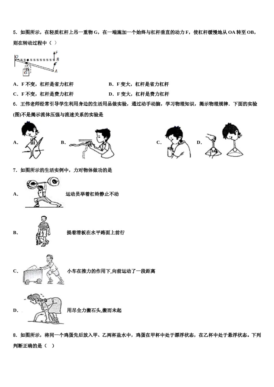 山东省泰安市新城实验中学2024年物理八下期末经典试题含解析.doc_第2页