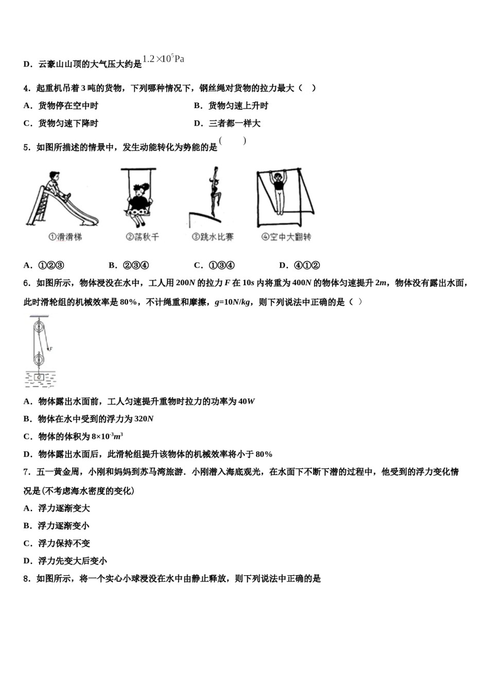 山东省泰山外国语学校2023-2024学年八年级物理第二学期期末考试模拟试题含解析.doc_第2页