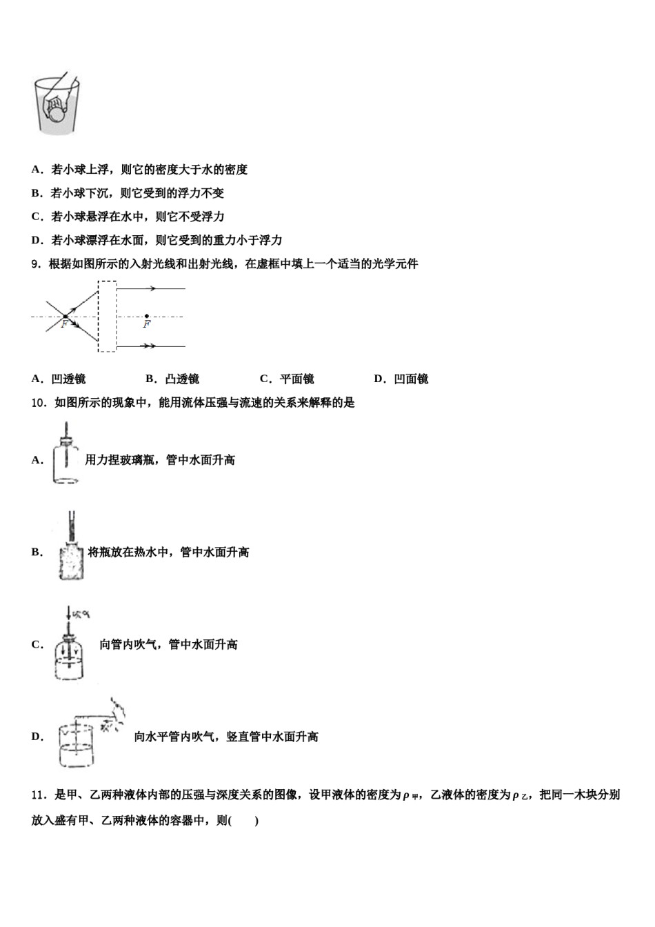 山东省泰山外国语学校2023-2024学年八年级物理第二学期期末考试模拟试题含解析.doc_第3页