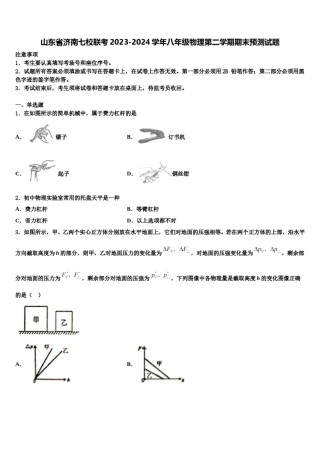山东省济南七校联考2023-2024学年八年级物理第二学期期末预测试题含解析.doc