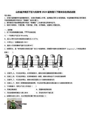 山东省济南历下区七校联考2024届物理八下期末综合测试试题含解析.doc