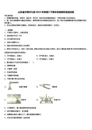 山东省济南市九级2024年物理八下期末质量跟踪监视试题含解析.doc