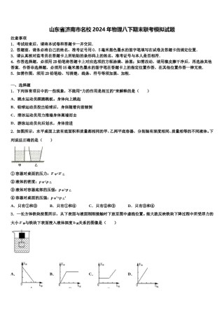 山东省济南市名校2024年物理八下期末联考模拟试题含解析.doc