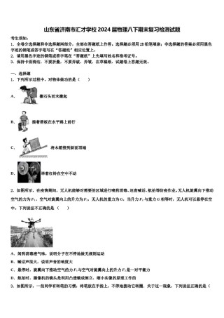 山东省济南市汇才学校2024届物理八下期末复习检测试题含解析.doc