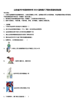 山东省济宁市田家炳中学2024届物理八下期末质量检测试题含解析.doc