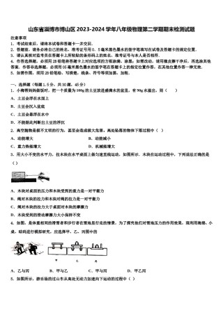 山东省淄博市博山区2023-2024学年八年级物理第二学期期末检测试题含解析.doc