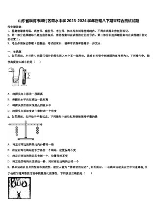 山东省淄博市周村区萌水中学2023-2024学年物理八下期末综合测试试题含解析.doc