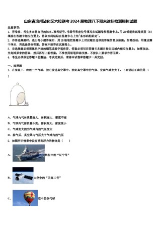 山东省滨州沾化区六校联考2024届物理八下期末达标检测模拟试题含解析.doc