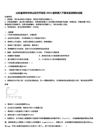 山东省潍坊市峡山经济开发区2024届物理八下期末监测模拟试题含解析.doc