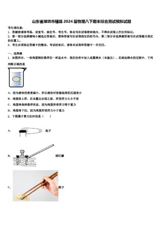 山东省潍坊市辖县2024届物理八下期末综合测试模拟试题含解析.doc