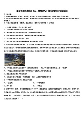 山东省潍坊诸城市2024届物理八下期末学业水平测试试题含解析.doc
