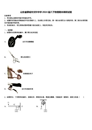 山东省聊城市文轩中学2024届八下物理期末调研试题含解析.doc