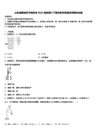 山东省聊城茌平县联考2024届物理八下期末教学质量检测模拟试题含解析.doc