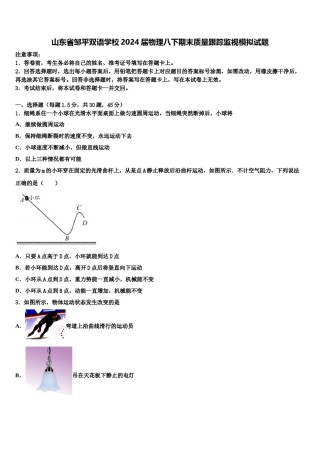 山东省邹平双语学校2024届物理八下期末质量跟踪监视模拟试题含解析.doc