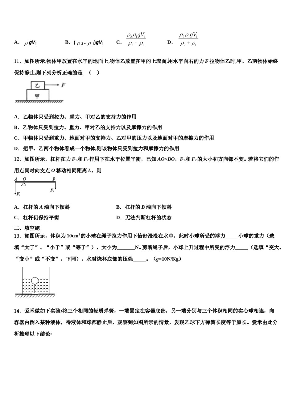 山东省金乡市2024年八年级物理第二学期期末学业质量监测试题含解析.doc_第3页