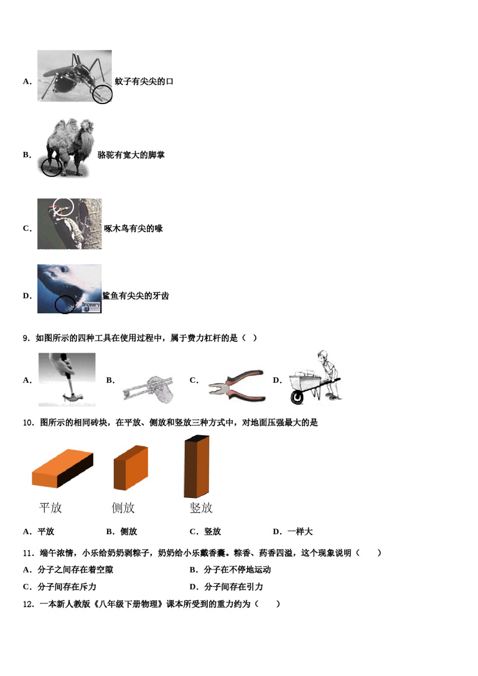 山东省青岛4中2024年八年级物理第二学期期末联考试题含解析.doc_第3页