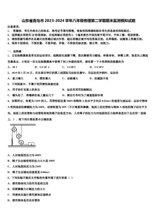 山东省青岛市2023-2024学年八年级物理第二学期期末监测模拟试题含解析.doc
