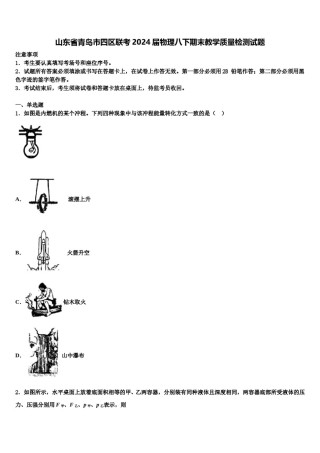 山东省青岛市四区联考2024届物理八下期末教学质量检测试题含解析.doc
