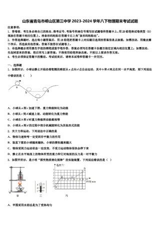 山东省青岛市崂山区第三中学2023-2024学年八下物理期末考试试题含解析.doc