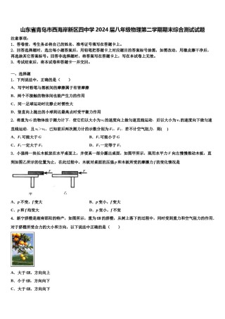 山东省青岛市西海岸新区四中学2024届八年级物理第二学期期末综合测试试题含解析.doc