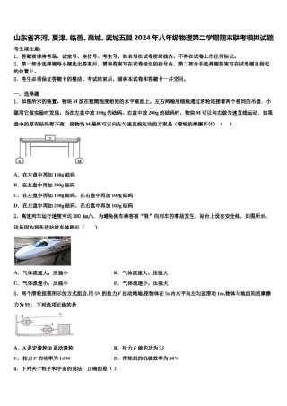 山东省齐河、夏津、临邑、禹城、武城五县2024年八年级物理第二学期期末联考模拟试题含解析.doc