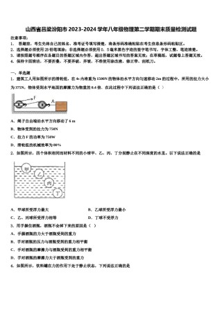 山西省吕梁汾阳市2023-2024学年八年级物理第二学期期末质量检测试题含解析.doc