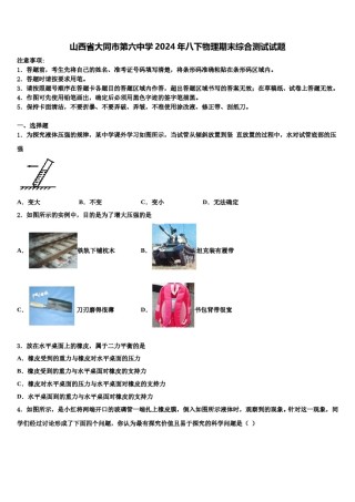 山西省大同市第六中学2024年八下物理期末综合测试试题含解析.doc