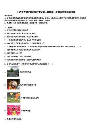 山西省大同矿区六校联考2024届物理八下期末统考模拟试题含解析.doc