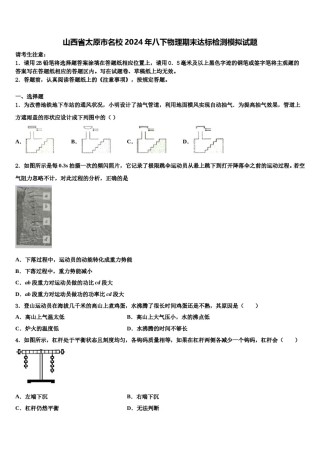 山西省太原市名校2024年八下物理期末达标检测模拟试题含解析.doc