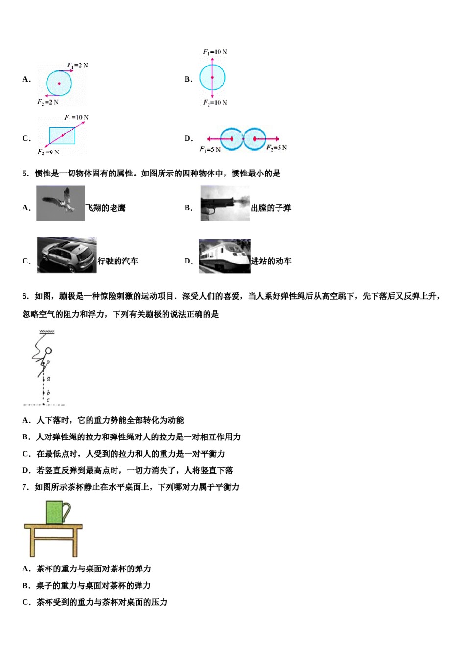 山西省忻州师院附中2024年八下物理期末学业水平测试试题含解析.doc_第2页