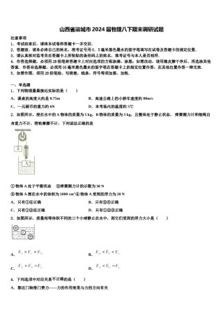 山西省运城市2024届物理八下期末调研试题含解析.doc