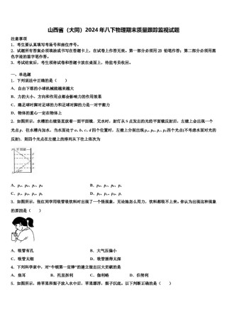 山西省（大同）2024年八下物理期末质量跟踪监视试题含解析.doc