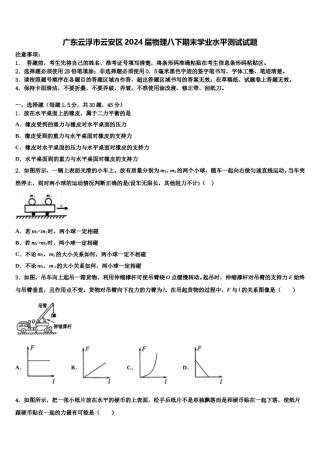 广东云浮市云安区2024届物理八下期末学业水平测试试题含解析.doc