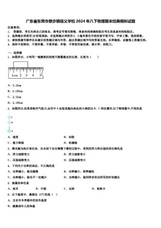 广东省东莞市寮步镇信义学校2024年八下物理期末经典模拟试题含解析.doc