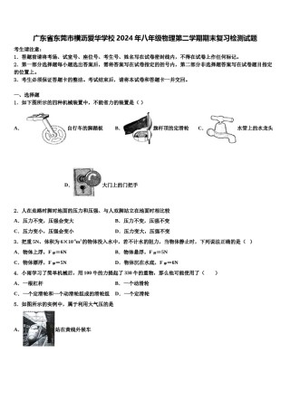 广东省东莞市横沥爱华学校2024年八年级物理第二学期期末复习检测试题含解析.doc