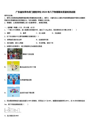 广东省东莞市虎门捷胜学校2024年八下物理期末质量检测试题含解析.doc