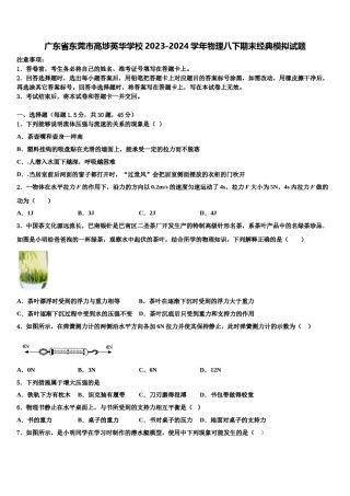 广东省东莞市高埗英华学校2023-2024学年物理八下期末经典模拟试题含解析.doc