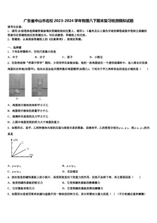 广东省中山市名校2023-2024学年物理八下期末复习检测模拟试题含解析.doc