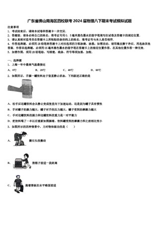 广东省佛山南海区四校联考2024届物理八下期末考试模拟试题含解析.doc